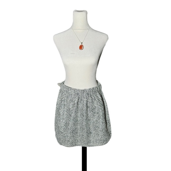 Piperlime Skirt Black Silver Tweed Women’s Sz Medium Textured Bunch Waist - Picture 3 of 10